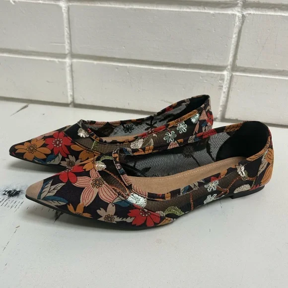 SHEIN Floral Pointed Toe Ballet Flats Cottagecore Balletcore EU 43 Size 10/11 - Picture 7 of 13